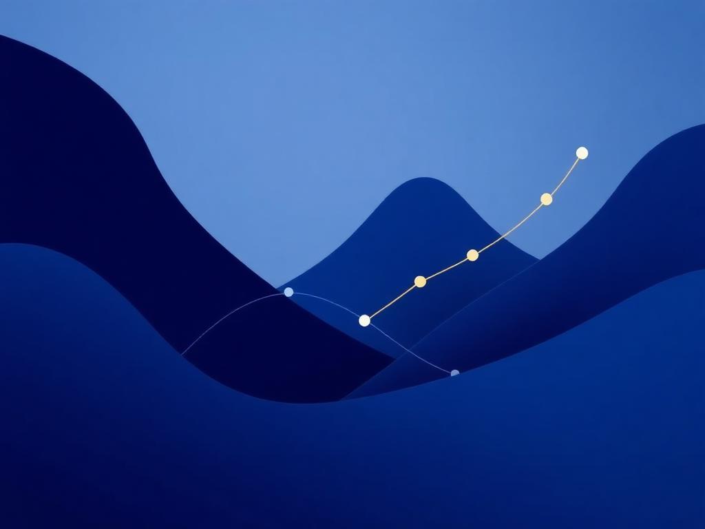 Abstract strategic roadmap visual in midnight indigo tones